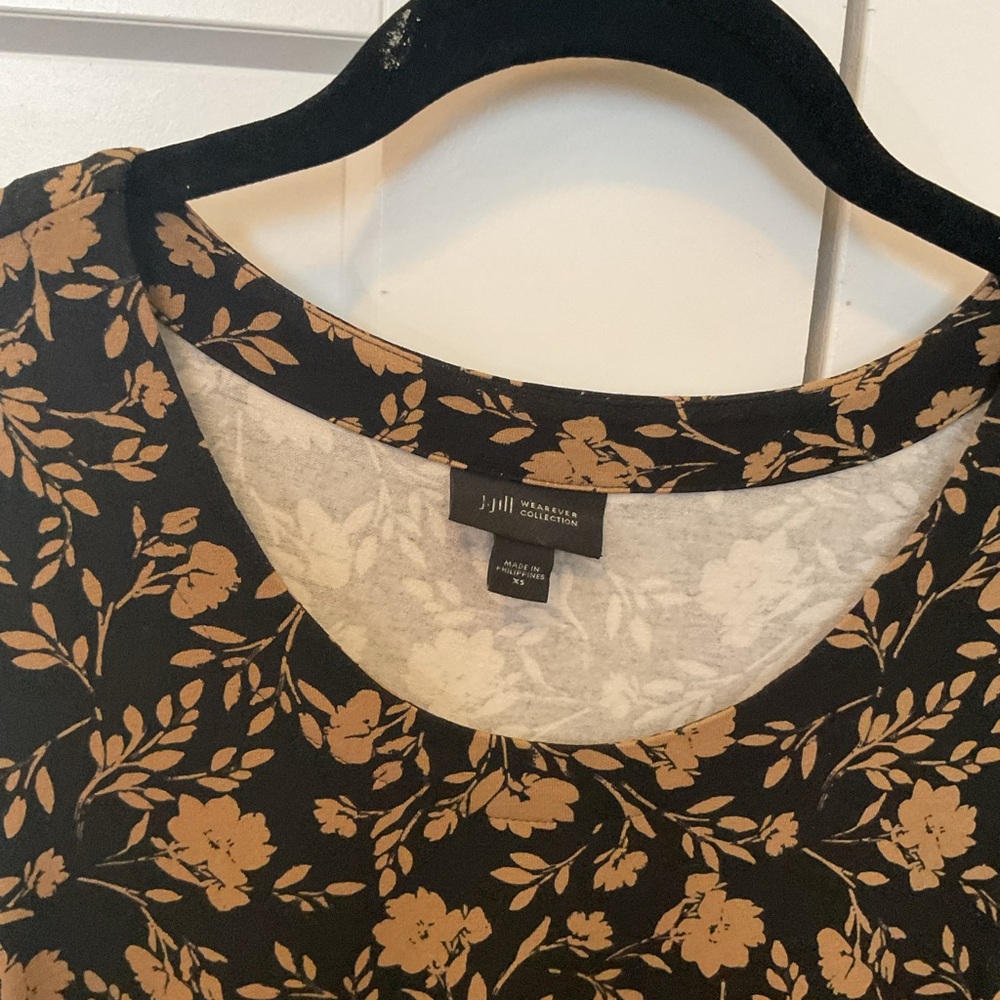 J. Jill Black and Tan Floral Top
